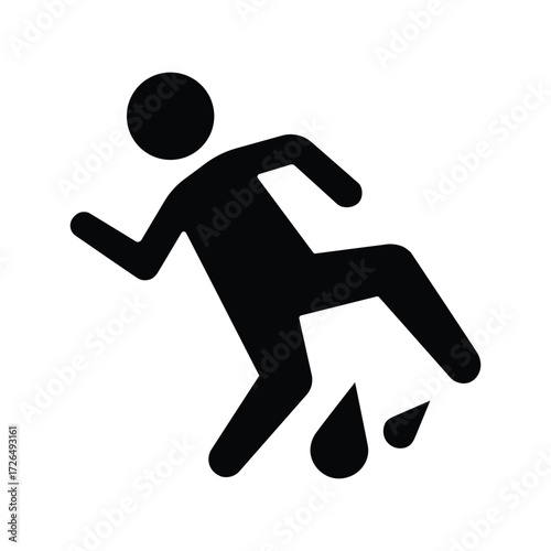 Person Slipping on Wet Floor Vector Icon Isolated on White Background