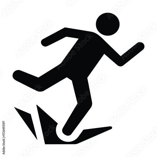 Person Slipping on Ice Pictogram Isolated on White Background