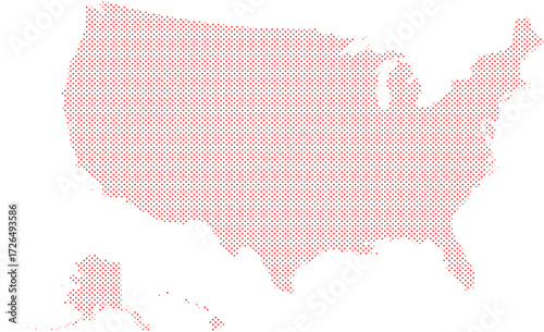 America Map with Dots, United States Map Outline Dots Style, Dotted USA Map