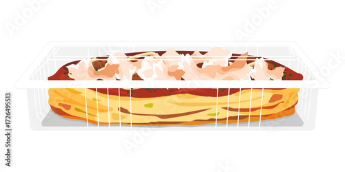 フードパックに入れたお好み焼きのイラスト