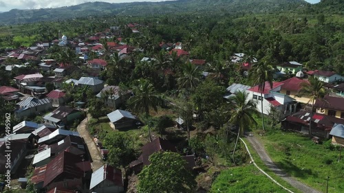 view of rice fields from above with a drone