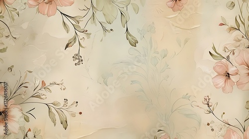 Elegant floral watercolor illustration with soft pastel background for decorative purposes