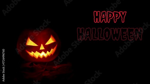 video celebration night halloween jack o lantern on black pumpkin