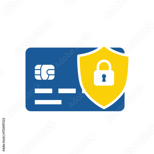 Secure credit card icon with padlock and shield symbolizing financial safety and protection
