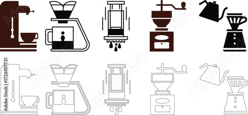 Coffee cup icon set. Cups of coffee tea collection. Hot drink icon. Disposable cup. Cup coffe with steam. Flat. Coffee cup silhouette, Coffee and tea cups silhouette, Teacup silhouette, Ceramic cups s