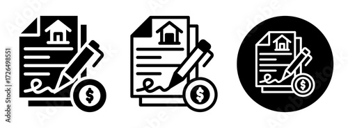 Lease Contract Icon Collection Glyph & Mixed Style