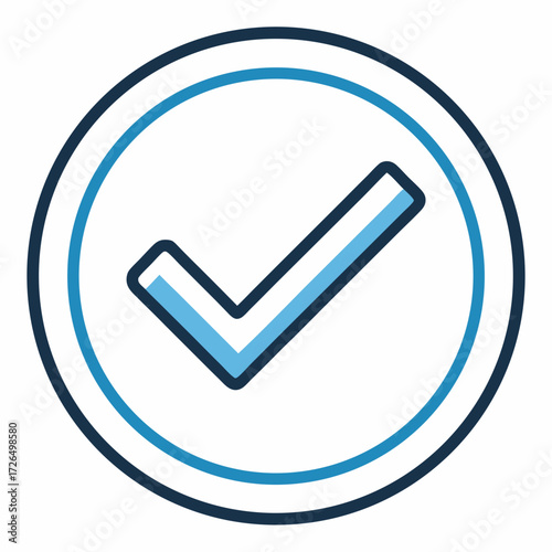 Modern blue check mark symbol inside a circle, perfect for task management apps or website confirmations, indicating approval and success, originally a scalable vector graphic