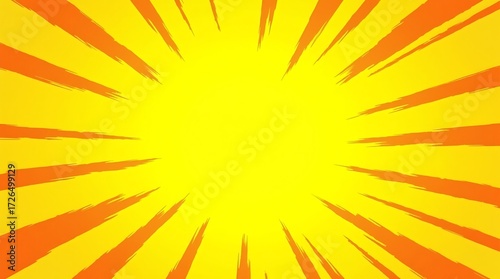 A dynamic pop art design with radial lines, perfect for energy, action, and exciting announcements. Generative Ai.