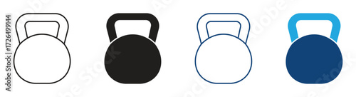 Kettlebell icon. Set of  icons of kettlebells for working out. Vector illustration .