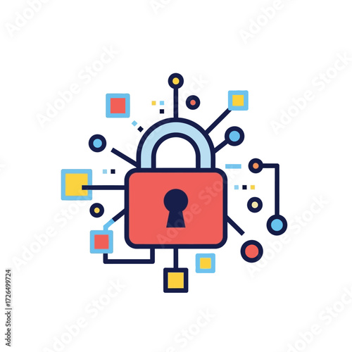 Digital Security Icon Safeguarding Data with Advanced Encryption and Network Protection