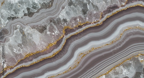 Stunning agate geode slice with shimmering gold accents and crystal formations