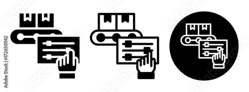 Production Control Icon Collection Glyph & Mixed Style