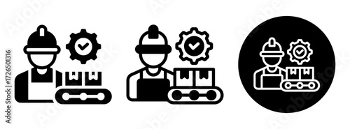 Production Supervision Icon Collection Glyph & Mixed Style