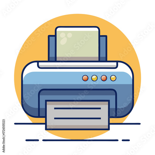 Modern printer illustration for business, home office, and creative projects provides a clean, professional look for any design needing technology elements