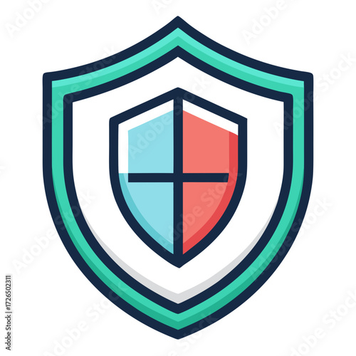 Modern security shield emblem safeguarding digital assets and data privacy, representing protection and trust in a connected world, visually strong logo