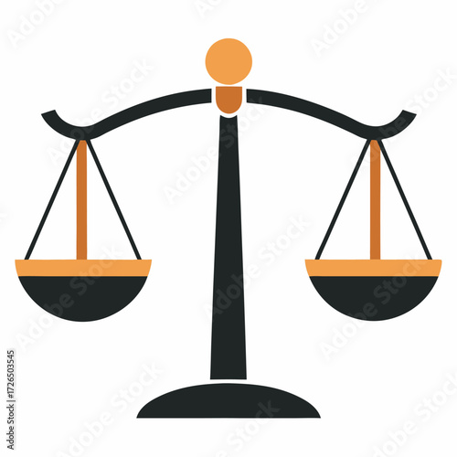 Stylized Scales of Justice Stand Tall Symbolizing Fairness Equality and Legal Matters with a Clean Graphic Design Perfect for Law