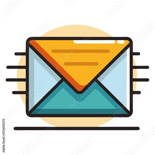 Modern email communication icon for digital marketing and online messaging campaigns, symbolizing connection and outreach with its vibrant colors and clean design