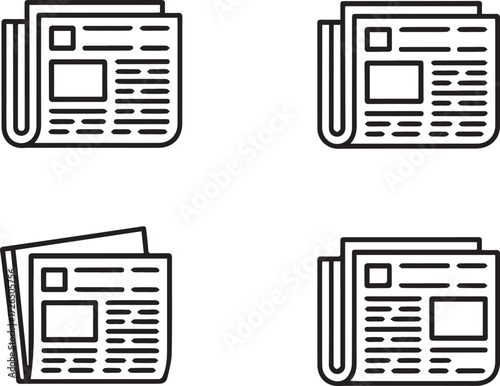 Vector art of four newspaper icons on a light gray background