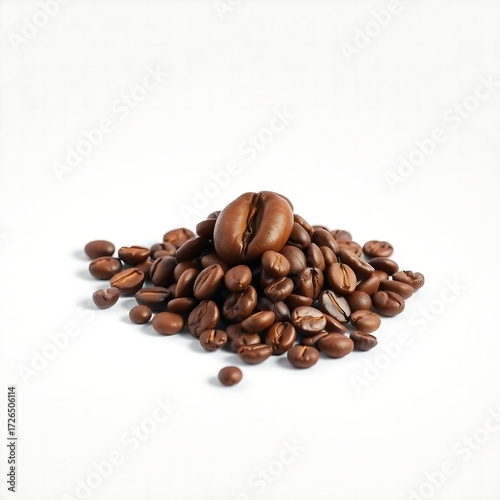 Roasted coffee beans on a white background with  copy space for coffee shop or cafe business marketing and advertising 