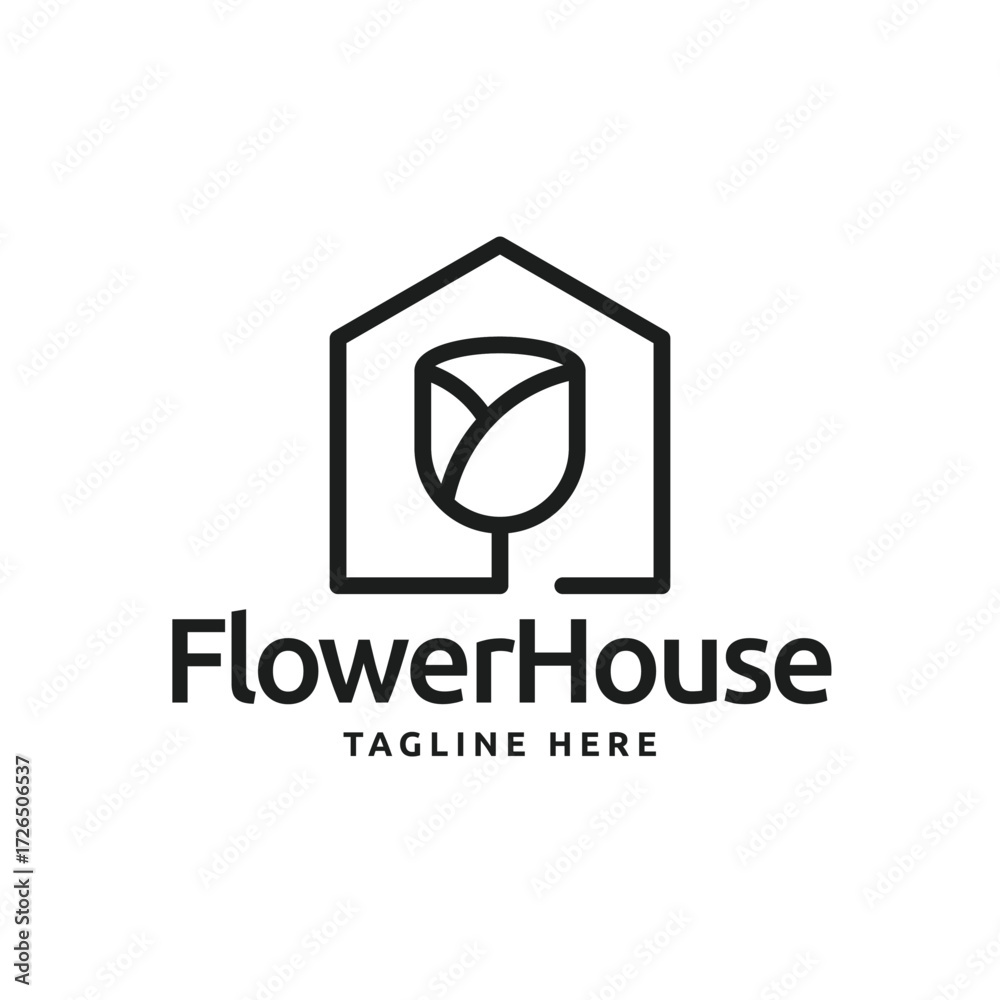 Fototapeta premium Minimalist simple rose house logo icon