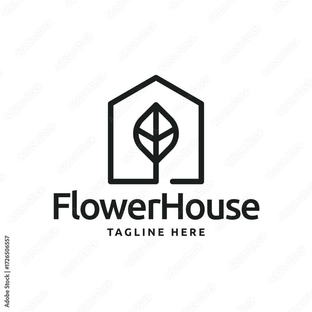 Fototapeta premium Elegant simple leaf house logo icon