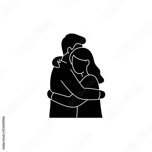 Affectionate couple embracing love and comfort.