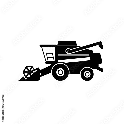 Agricultural Harvesting Machine Silhouette.