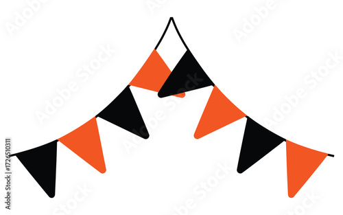 Orange and black triangle bunting flags for halloween or sports events