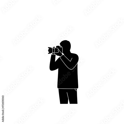 Person taking a photograph with a camera.