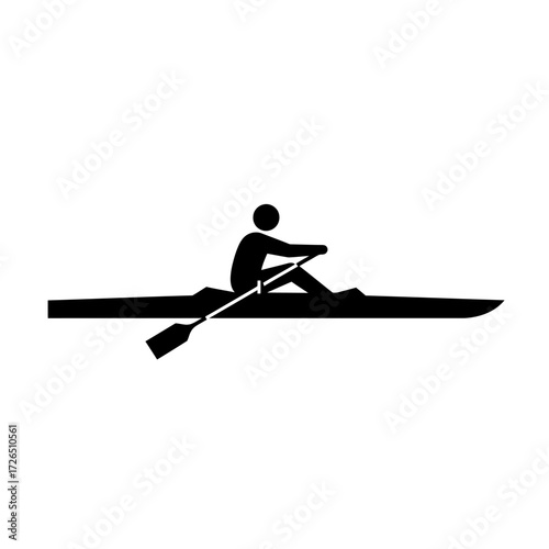 Silhouette of a person rowing a boat focused on the activity of rowing a person seated in a boat rowing a boat rowing sport rowing competition.