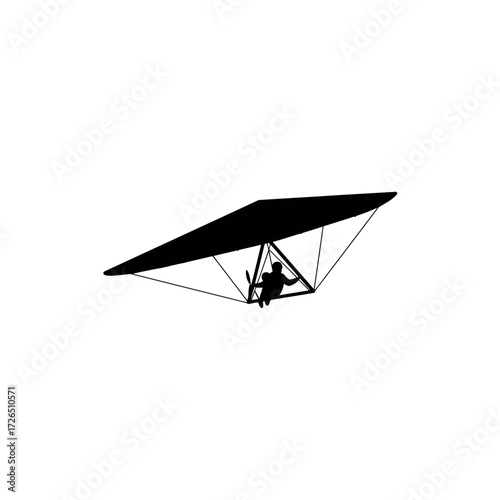 Silhouette of a hang glider in flight showcasing a person soaring through the air a captivating image of aerial adventure perfect for posters or prints a symbol of freedom and exploration.