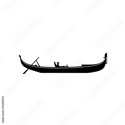 Wallpaper Mural Silhouette of a Gondola Traditional Venetian Boat Classic Italian Watercraft Rowing Vessel Water Transportation. Torontodigital.ca