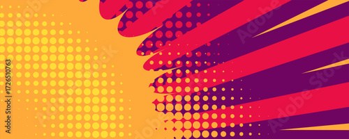 Colorful comic abstract vector background with dots and grid pattern