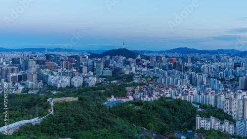 Wallpaper Mural south korea, seoul city and  seoul sky, night view, lotte tower, night view city, seoul city, night lights, outdoor, sunrise, namhansanseong fortress, namhansanseong, seoul south korea, korean, metrop Torontodigital.ca