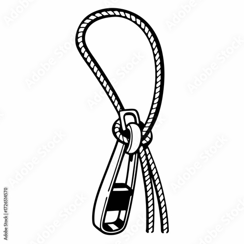 Decorative zip pull with rope loop attached for garment use  