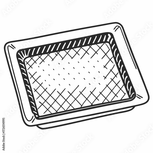 Rectangular baking tray with grid pattern and raised edges  