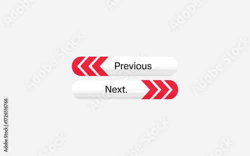 White buttons with red arrows indicating previous and next navigation