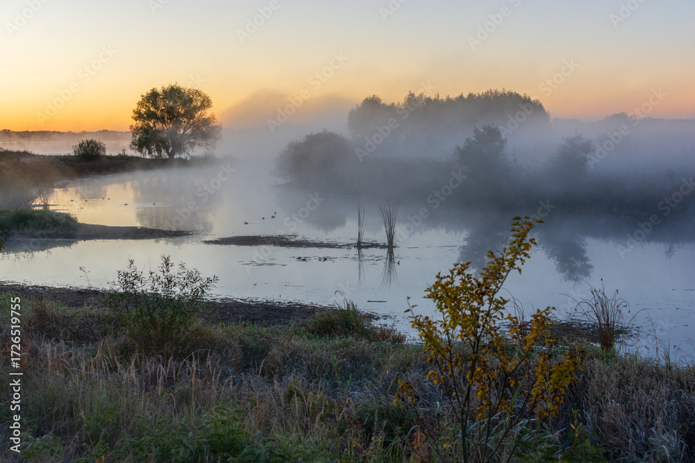 Fototapeta premium morning fog on the river