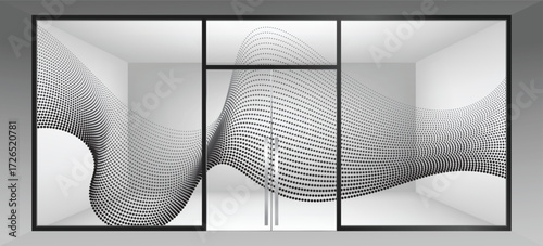 Vector wave of flowing particles, curvy lines of dots in motion. Wave line art, Curved smooth design.