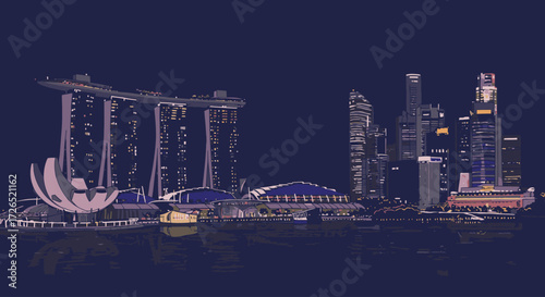 Singapore Skyline at Night Modern Architecture and City Lights