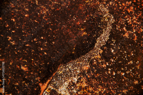 Autumn trend Burnt Wood. Burnt Wood color. Autumn style. Rock texture. Geodesy and geology. Burnt Wood tinted minerals.