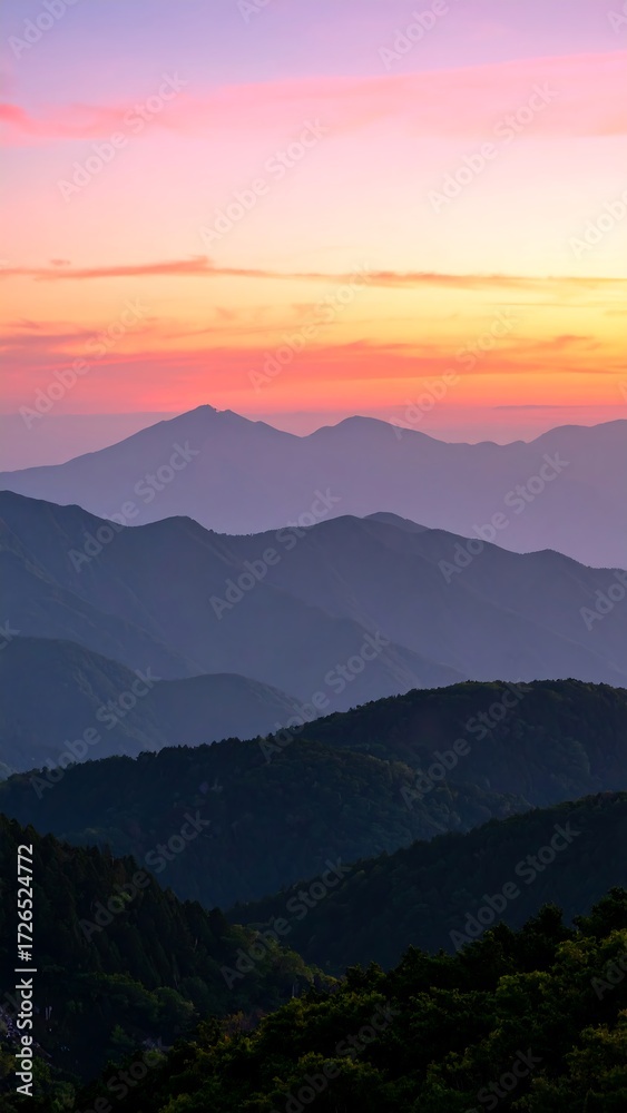 Fototapeta premium Mountain range sunrise soft focus