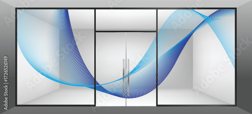 Abstract dotted lines for glass graphic design. Glass graphics for Residential and Commercial space. Decorative frosted window film.