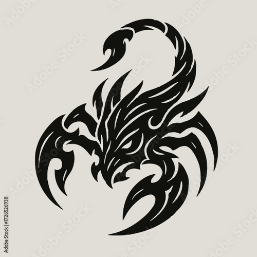Stylized Tribal Scorpion Tattoo Illustration