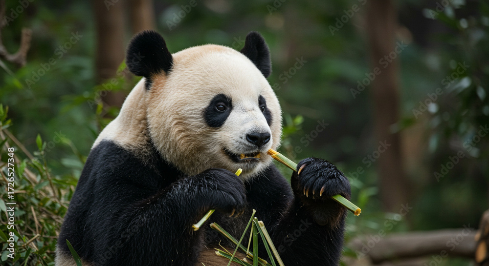 Fototapeta premium Panda Eating Bamboo