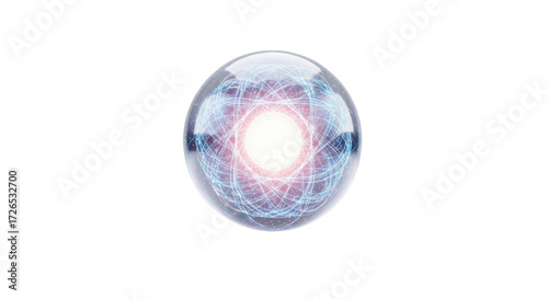 Glowing sphere with intricate digital pattern isolated PNG with Transparent Background