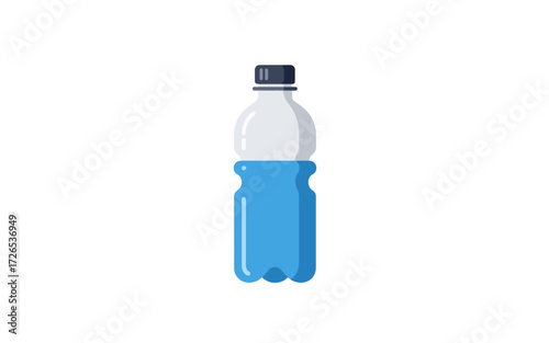 A light-blue plastic water bottle with a black cap.