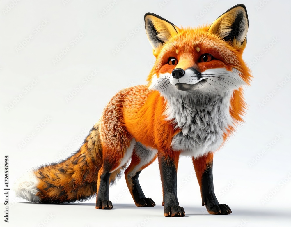 Obraz premium Cartoon fox against a plain background