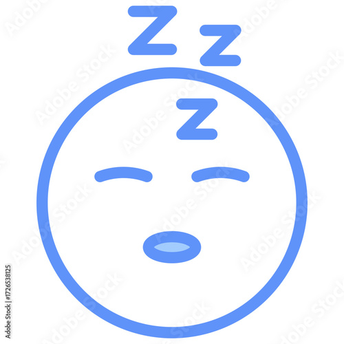 Sleepy Outline Blue Color Icon