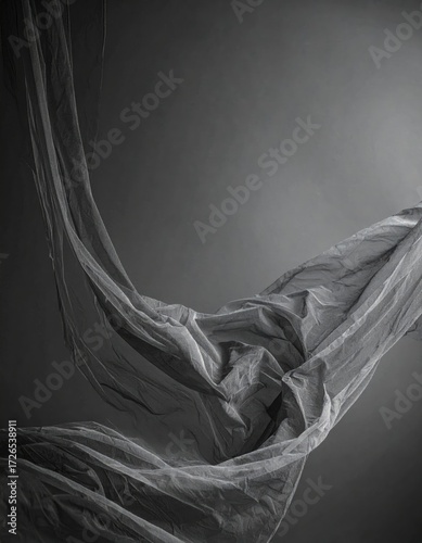Flowing fabric in grayscale